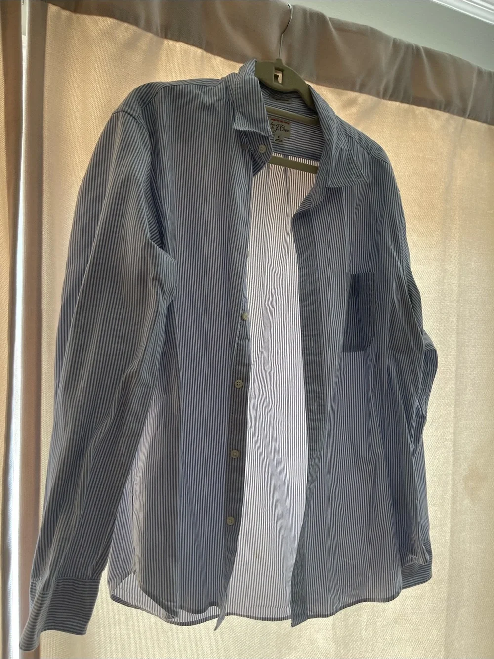 J. Crew Blue Stripe Button-Up Shirt Untucked